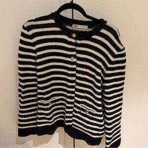 Zara Stripe Button Down Cardigan